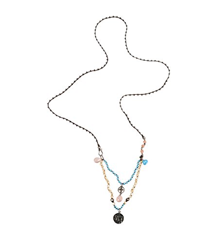 Love Heals 32" Cairo Necklace in Turquoise & Mother of Pearl with Bronze Charms