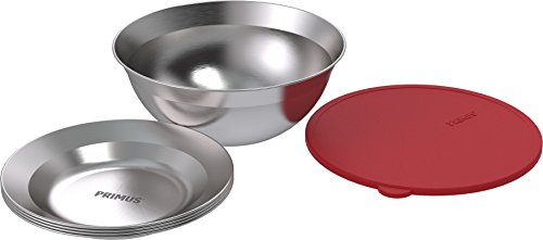 Primus Campfire Serving Kit Stainless Bowl with Lid & 4 Plates. Stackable Campfire P-740820 Serving - //coolthings.us