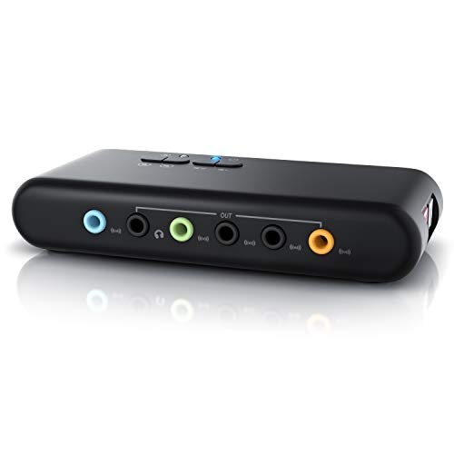 CSL-Tarjeta-de-Sonido-USB-71-Externa-8-Canales-Canal-71-USB-Soundbox-Dynamic-3D-Surround-Sound-para-hasta-8-Altavoces-grabacion-reproduccion-simultanea-para-Audio-analogicos-y-Digitales