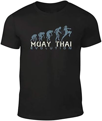 DesignDivil Quality Men's Muay Thai Evolution Black Cotton T-Shirt. 100% Cotton. Street Or Gym Wear.