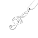 Spinningdaisy Silver Plated Crystal Treble Clef Necklace (Clear Crystals with Silver)
