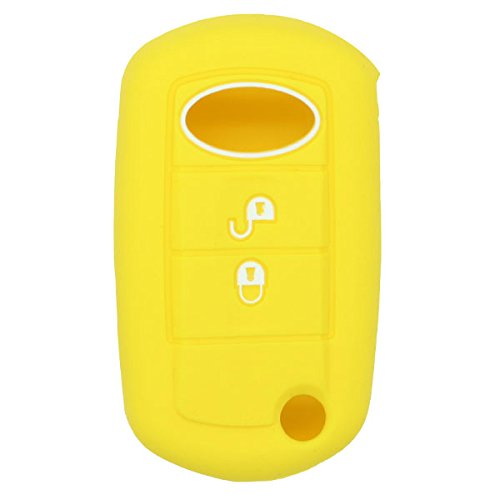 BROVACS Silicone Cover Protector Case Holder Skin Jacket Compatible with LAND ROVER 2 Button Flip Remote Key Fob CV2702 Yellow