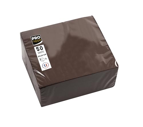 PRONAPPE - Rif. SV622011I - 50 tovaglioli da cocktail, 20 x 20 cm, carta micro-goffrata, ovatta a 2 strati, colore: cioccolato