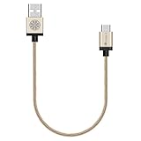 USB C Cable, Veckle Type C 1ft Braided Cable for Nintendo Switch, Samsung Galaxy S8, LG G5, OnePlus 2, Nexus 6P, 5X, Lumia 950, Nokia N1, Nextbit Robin and Other USB C Devices, Gold