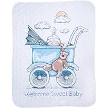 Cross Stitch Baby Blanket Tobin Buggy Boy Quilt Stamped