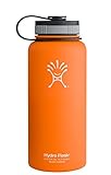 Hydro Flask Insulated Wide Mouth Stainless Steel Water Bottle, Orange Zest, 32-Ounce