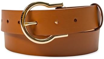 FRYE Leather Waist Belt with Gold Logo Buckle - Brown / Tan The Frye Company Leather Belt - Tan | Editorialist main image 3
