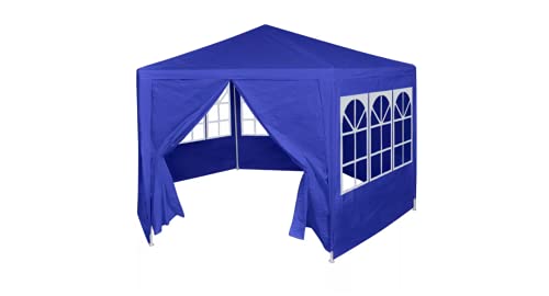 Festzelt mit 6 Seitenwänden Gartenbauten Pavillons und Partyzelte stabil Blau 2x2 m