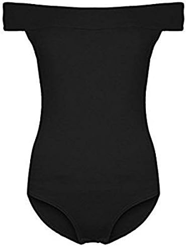 NAZ Fashion Womens Black Bardot Off The Shoulder Sleeveless Bodysuit