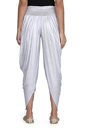 Legis Shimmer Blend Relaxed Comfortable Dhoti Pants Yoga Fitness Active Wear for Women Dance - Free Size (Light Sky)