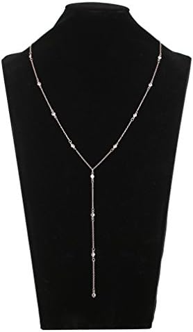 Lariatneck Y Lariat Necklace for Women Long Drop CZ Station Y Shape Necklace Chain