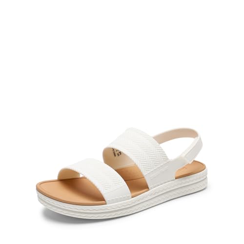 Sandalias de agua para mujer, cómodas, planas, con plataforma de playa, elegantes, de verano, para caminar, Blanco, 38.5 EU