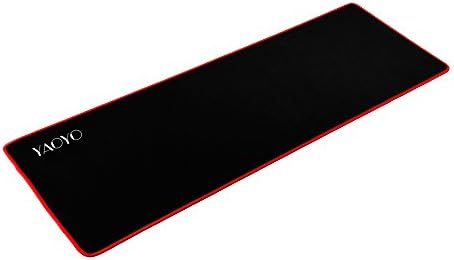 YAOYO Huge Gaming Mouse Pad, Stitched Edges Waterproof Ultra Thick 4mm Silky Smooth 35.4" X 11.8 "(Black+Red)