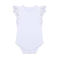 Freebily Infant Baby Girls Cap Sleeves Lacework Romper Jumpsuit Clothes Cotton Summer Bodysuit Onesi Tops Tshirt Outfits White 6-9 Months