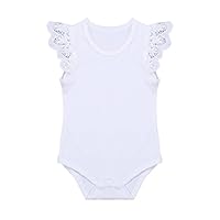 Freebily Infant Baby Girls Cap Sleeves Lacework Romper Jumpsuit Clothes Cotton Summer Bodysuit Onesi Tops Tshirt Outfits White 6-9 Months