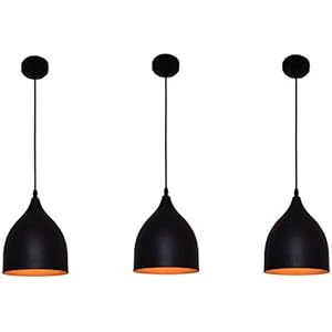 BrightLyt 40W Aluminum Dome Hanging Pendant Ceiling Light/Lamp (Black) – Pack of 3