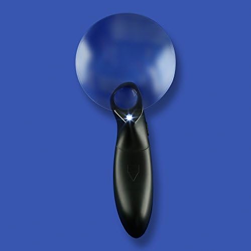 3.5" Rimless 5X & 3X Magnifier with Bright LED Switch - Non-Slip Handle