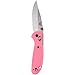 Benchmade - Mini Griptilian 556 Knife, Plain Drop-Point, Satin Finish, Pink Handle