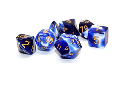 HD DND Dice Blue White Black RPG Polyhedral Dice Set Fit Dungeons and Dragons(D&D) Pathfinder Role Playing Games 7 Dice Set with Dice Bag - Thumbnail 3