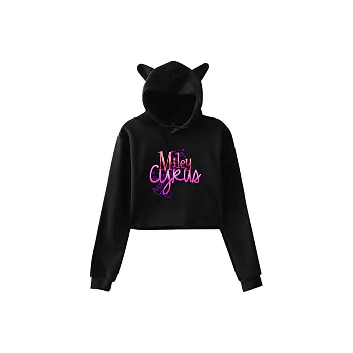 Crop Top Cat Ear Sweatshirts Black 