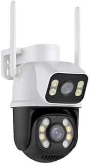 Câmera IP Sem Fio de Segurança Externa HD 3MP, Câmera de Visão Noturna Infravermelha WiFi, Dupla Lente Grande 