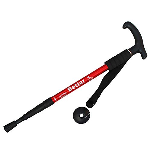 Fullfun Old Man Adjustable Trekking Poles T-Handle Man Hiking Poles Cane Walking Stick for Elderly Bastones (Red)