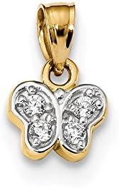 14k Yellow Gold Solid Polished with CZ Butterfly Small Charm Pendant