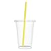 JUMBO Set of 120 16oz Plastic CRYSTAL CLEAR Cups, 120 Flat Lids and 120 Straws - 100% BPA Free - Office/Party Pack Disposable Cups Set for Iced Coffee, Bubble Boba, Smoothie, Tea, Cold Drinks etc