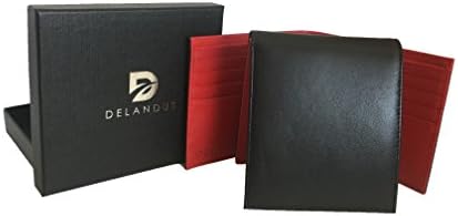 Delandus Black Bifold Wallet Genuine Leather RFID blocking Wallet