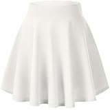 MBJ Women's Stretchy Flared Skater Skirt - A-Line, Elastic Waist, Charcoal, Size L