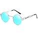 GAMT John Lennon Glasses Quavo Steampunk Round Sunglasses Circle Metal Frame Eyewear for Men and Women Blue