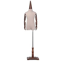 YANZHEN Female Mannequin Torso Body Display Child Model Human Torso Solid Wood Base Metal Hood Flexible Arm Fashion Show, 2 Colors (Color : Green, Size : S)