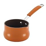 Rachael Ray Cucina Nonstick Butter Warmer, Hard Porcelain Enamel Aluminum, 0.75-Quart, Pumpkin Orange