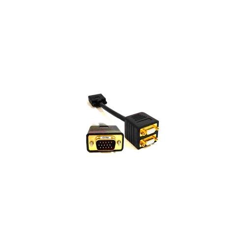 PTC Premium 1-FT GOLD Series VGA / SVGA 1 source to 2 displays Splitter cable - 2 separated leads for the displays for greater reliability and eliminates signal interference. Duplicates the image from the video source to 2 displays.