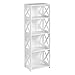 Finether 4-Shelf Shelving Unit, Waterproof Modular Cross White Wooden Plastic Composite 4 Tier Shelving Unit Storage Shelf Bookcase Display Shelf for Bedroom Living Room Kitchen Office