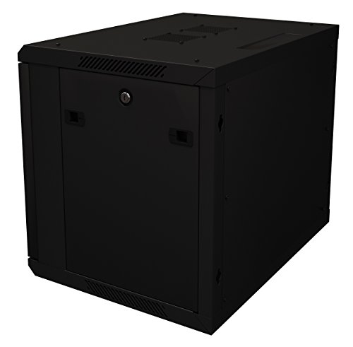 Server Rack Cabinet - 9U 19" - Tupavco TP1519 - Floor/Wall Mount Network IT Computer Electronics Media Equipment Storage Rackmount Enclosure with Glass Door and Sides Lock, Vent Fans; 17.7 inch deep