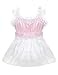 inlzdz Men's Sissy Crossdress Lingerie Frilly Satin Lace Tulle Mini Dress Smooth Nightdress Babydoll Pink Large