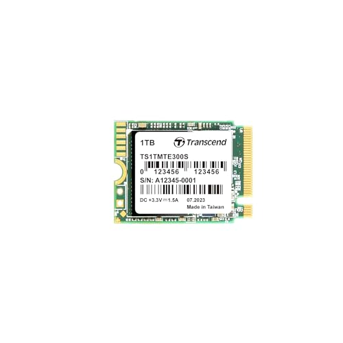 Transcend MTE300S 1TB M.2 2230 NVMe PCIe Gen3x4, 3D TLC, DRAM-Less, Bis zu 2,000/1,650 mb/s, Interne SSD für Gaming-Handhelds, Ultrabooks und NUC