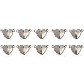 10Pcs Silver Friendship Heart Charm Necklaces,Metal Love Buckle Pendant Heart Shape Necklace Clasp Closures Bracelet Extender Jewelry Clasps Jewelry Findings