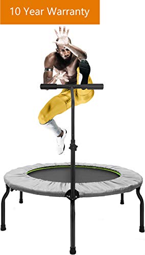 HAPPY JUMP Spring-Free Bungee Trampoline with Adjustable Handrail Bar Fitness Rebounder (Black)