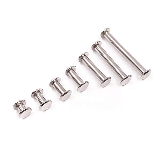 Seloky 140-Set Slotted Chicago Screw Binding Screws Posts Assortment Kit for Scrapbook Photo Albums Binding and Leather Saddles Purses Belt Repair(M5 x 6/10/12/15/25/35/45)