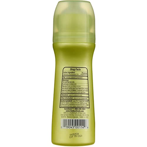 Ban Invisible Roll-on Antiperspirant Deodorant for Women and Men, 24-Hour Underarm Odor & Sweat Protection, Regular, 3.5 Oz, Pack of 2