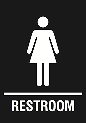 Womens Bathroom Black Sign - Restroom Women Public Toilet Signage - Aluminum Metal 4 Pack