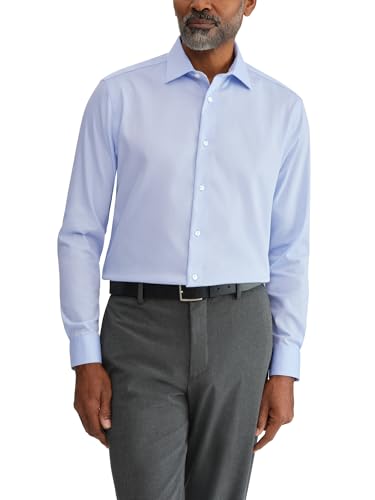 Calvin Klein Men's Dress Shirt Regular Fit Performance Wrinkle Free Blue