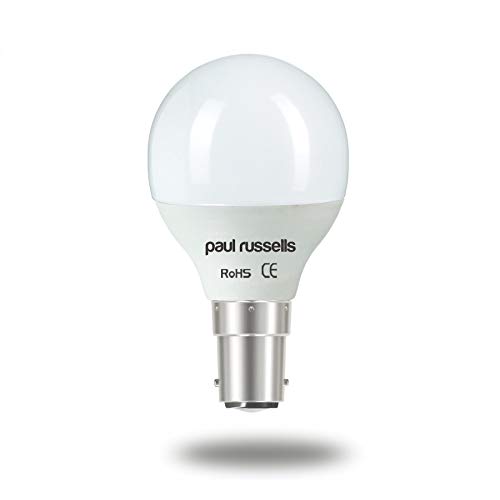 2 Pack 3W Golf LED Light Bulbs B15 SBC Small Bayonet Paul Russells Bright 3W=25W G45 Small Round 270 Beam Lamp 6500K Day Light 25W Incandescent Replacement