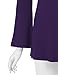 WT1055 Womens V Neck Long Bell Sleeves Pullover Tunic Top L Purple