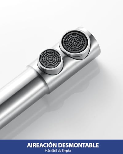 Sofetiy 3-Way Kitchen Tap, Osmosis Tap with 2 Levers, Kitchen Tap with Cold and Hot Water and Filtered Water, Brushed Stainless Steel, 360° Rotatable (No Water Purifier)