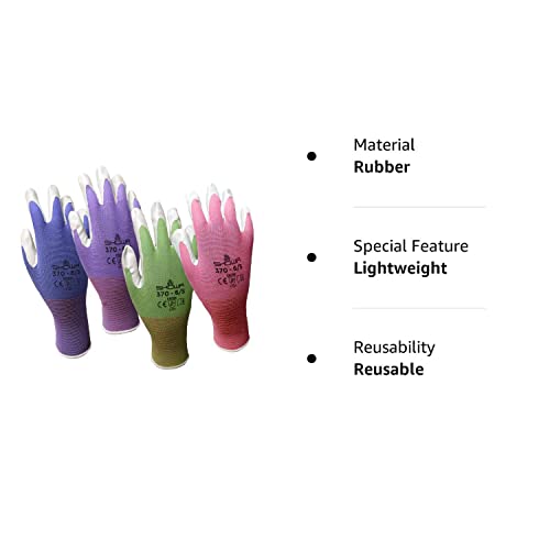 6 Pack Showa Atlas NT370 Atlas Nitrile Garden Gloves Medium (Assorted