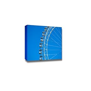 White Ferris Wheel Against Blue Sky Wall Decor