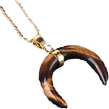 Natural Stones Crescent Moon Necklaces Pendants Purple Crystal Pink Quartz White Stone Gold Color Reiki Women Jewelry